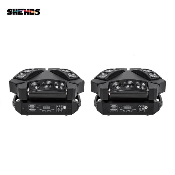 Mini LED Moving Head Light, 9x10W RGBW, 360° panorering og 145° hældning,EU-stik, 2 stk 9x10W