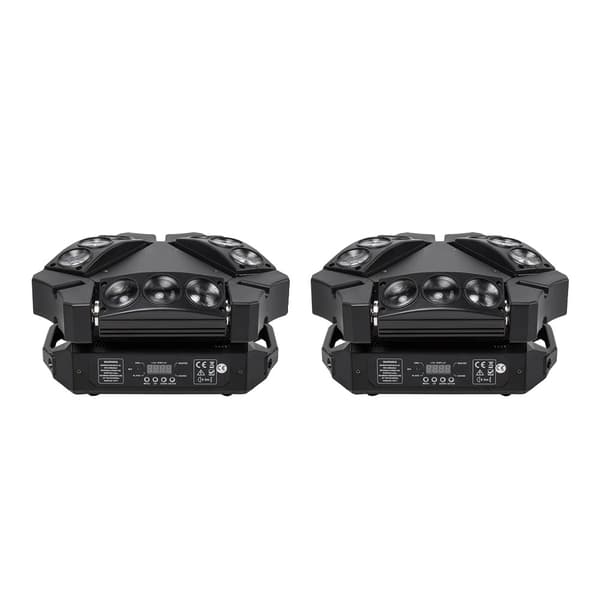 Mini LED Moving Head Light, 9x10W RGBW, 360° panorering og 145° hældning,EU-stik, 2 stk 9x10W