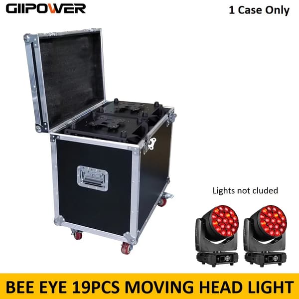 Bevægelseshovedlys, 450W effekt, RGBW farveblanding,19x40w, 1 Flycase Kun