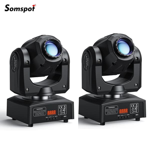 Somspot Gobos Moving Head Light, 30W LED, DMX-styring, 7 mønstre, RGBW-effekter,2 stykker, EU Stik