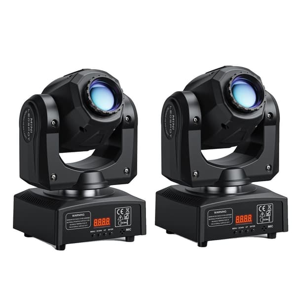 Somspot Gobos Moving Head Light, 30W LED, DMX-styring, 7 mønstre, RGBW-effekter,2 stykker, EU Stik
