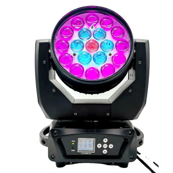 Professionel Scenebelysning, 500W Effekt, 540 Graders Pan, 270 Graders Tilt,19x15W RGBW ZOOM, Eu stik