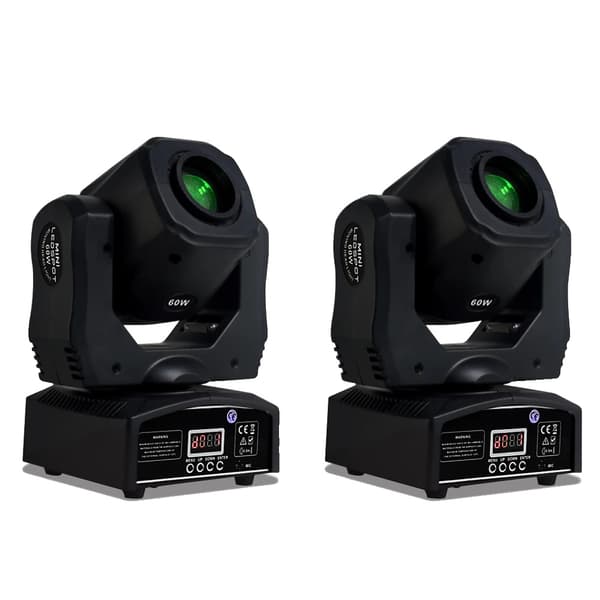 LED Moving Head Light, 60W Effekt, 7 Farver Plus Hvid,Kartonpakning 60W, EU-stik