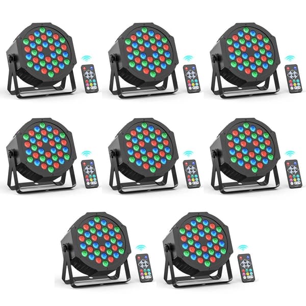 RGB Par Lygter, Flere Kontrolmuligheder, Energi Effektivt Design,EU-stik, 8STK