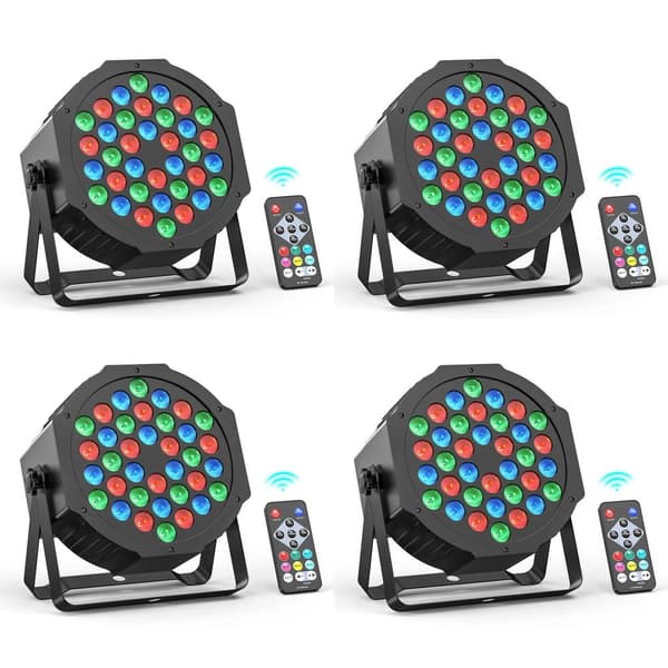 RGB Par Lygter, Flere Kontrolmuligheder, Energi Effektivt Design,4STK, EU-stik