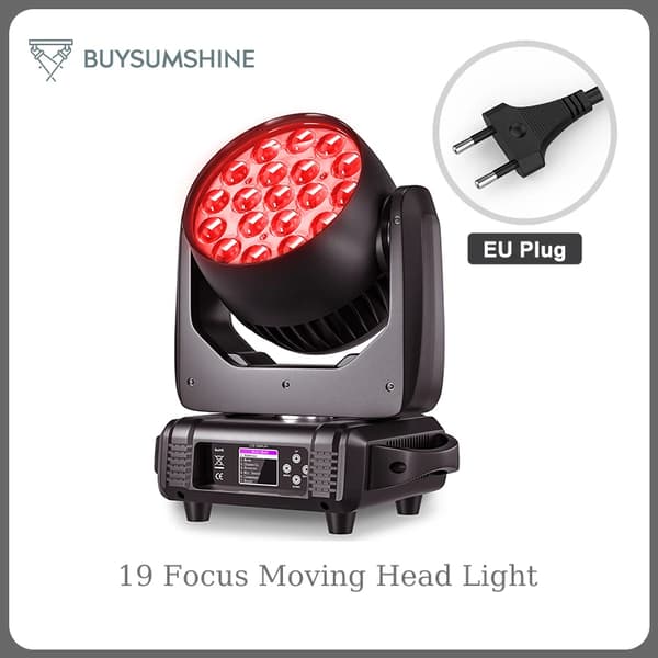 Bevægelseshovedlys, 300W effekt, 19 RGBW LED-kilde,EU-stik