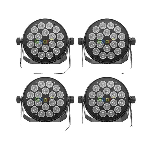 Flad Par LED Lys, 180W Effekt, DMX Kontrol, Justerbare Strålevinkler,4 Lygter, 5i1