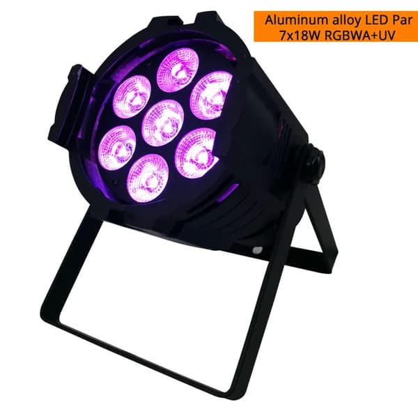 LED Par Lys, 7x18W RGBWA + UV, Professionelt Scenebelysning, LED Aluminium 7x18W, EU-stik