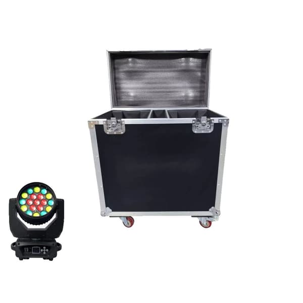 Rörlig huvudlampa, 19x15W RGBW LED-lampor, 540° horisontell skanning,Endast Flightcase