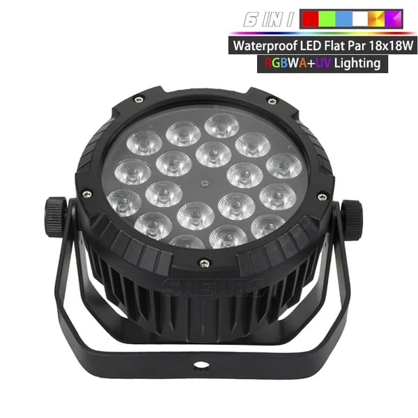 LED Par Lys, 18x18W RGBWA + UV, Vandtæt IP65,EU-stik, Vandtæt 18x18W