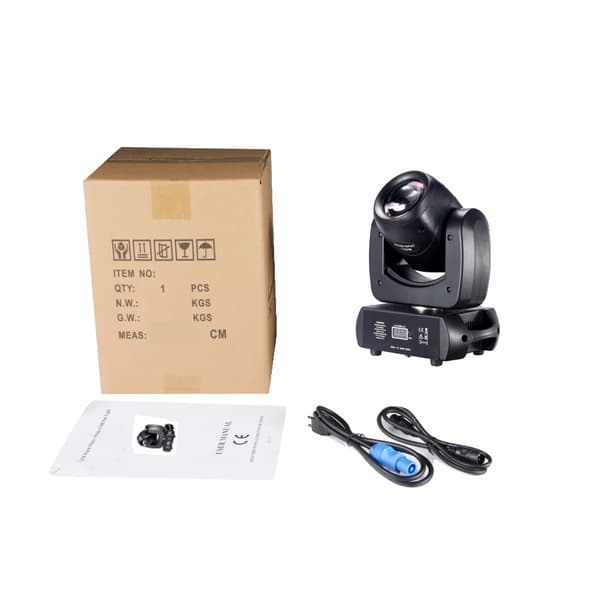 LED Moving Head Lys, 120W Beam Spot, 8 Roterende Prismer, 1X120W BeamSpot, EU-stik