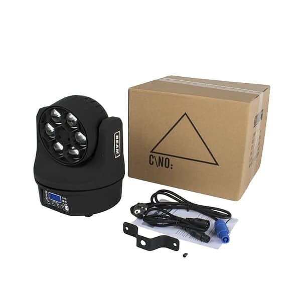 LED Beam+Wash Belysningssystem, 285W Effekt, 24 DMX Kanaler, Justerbar Fokus Vinkel,EU Stik, 1 stk 6x15w