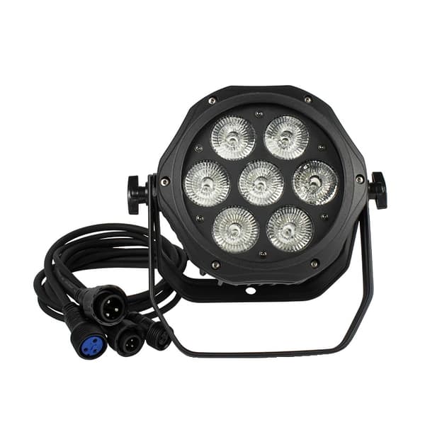 LED Par Lys, Vandtæt, RGBWA+UV, Vandtæt 7x18W, EU-stik
