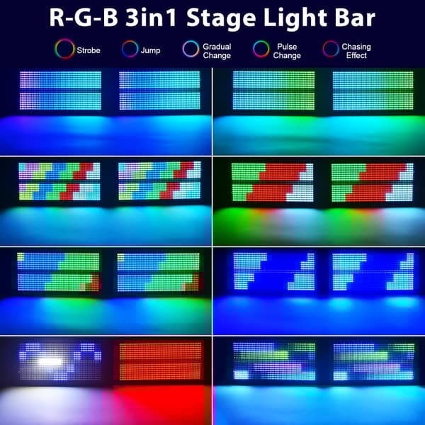 Stage Light Bar, 130W RGB LED, Flere kontrolmuligheder,EU-stik