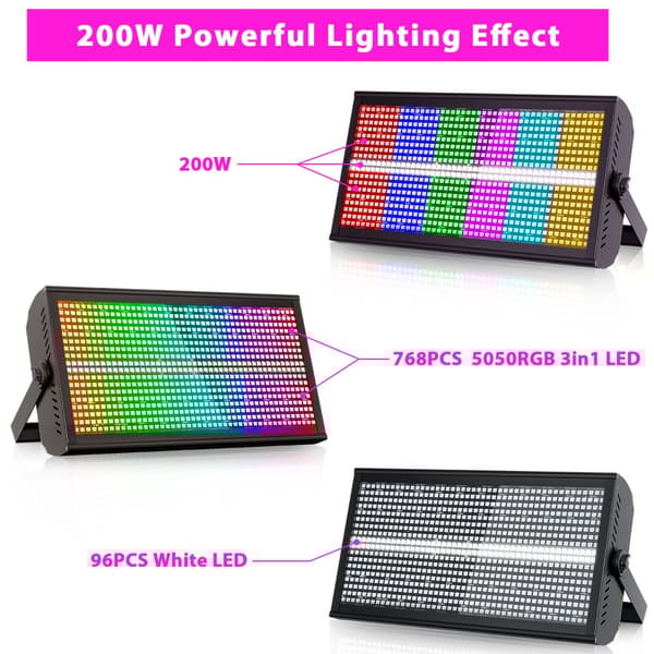 Stage Light Bar, 130W RGB LED, Flere kontrolmuligheder,EU-stik