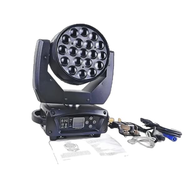 Bevægelseshoved LED Zoom Wash Light, 19x15W RGBW, DMX Scene Kontrol,1 Lys