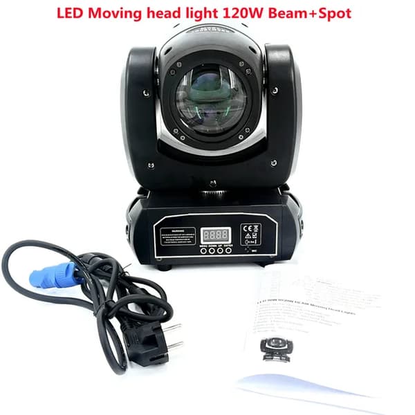 LED Moving Head Lys, 120W Strøm, Stråle og Spot Effekter, 120W BeamSpot, EU-stik