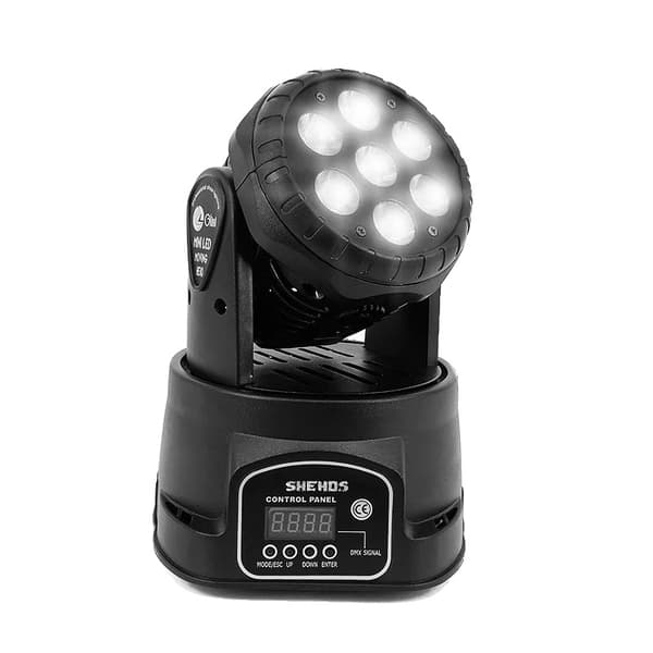 LED Moving Head Lys, 7x12W RGBW, DMX Kontrol, Professionel Scenebelysning,LED Vask 7x12W, EU Stik