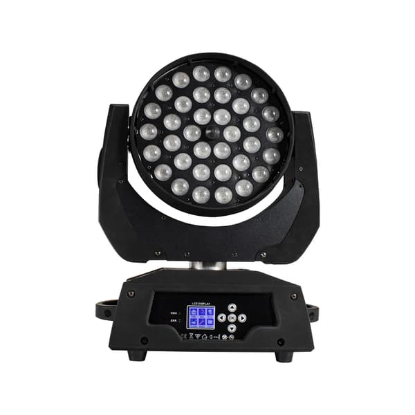 LED Wash Moving Head Light, 36X18W RGBWA UV, DMX 12/18 Kanaler,EU-stik, 1 stk 36X18W