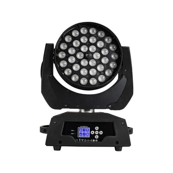 LED Wash Moving Head Light, 36X18W RGBWA UV, DMX 12/18 Kanaler,EU-stik, 1 stk 36X18W