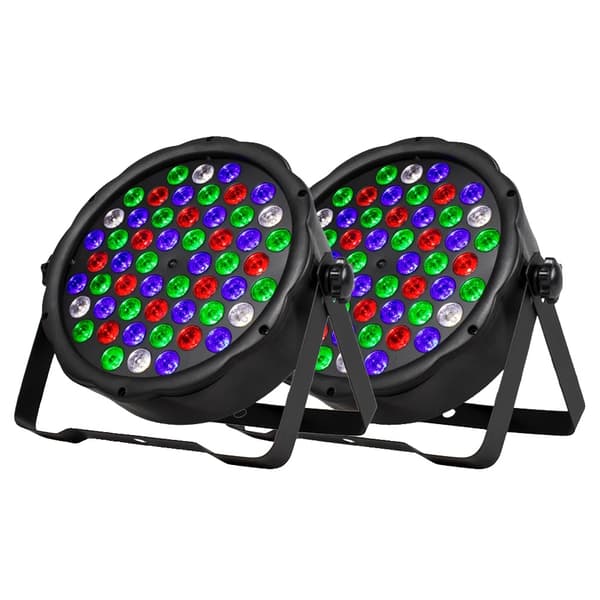 SHEHDS RGBW LED Par Lygter, 54x3W LED'er, 7 DMX Kanaler,2STK, EU-stik