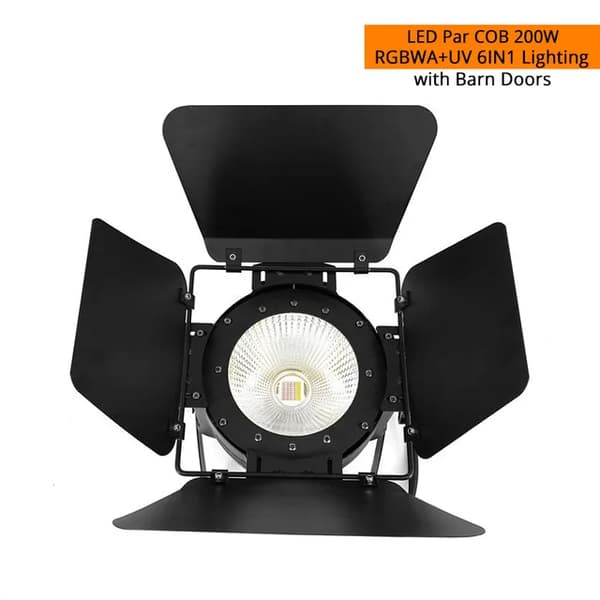 Scenelys, 200W COB LED, RGBWA-UV 6in1 Teknologi, Barn Doors COB 6IN1, EU-stik
