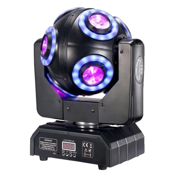 LED Moving Head Beam Lys, Halo RGBW 4i1 LED, Tilt scan 360°Rotation, 1 stk, EU-stik