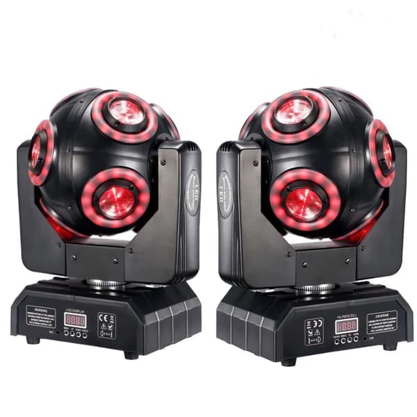 LED Moving Head Beam Lys, Halo RGBW 4i1 LED, Tilt scan 360°Rotation, 2 stk, EU-stik