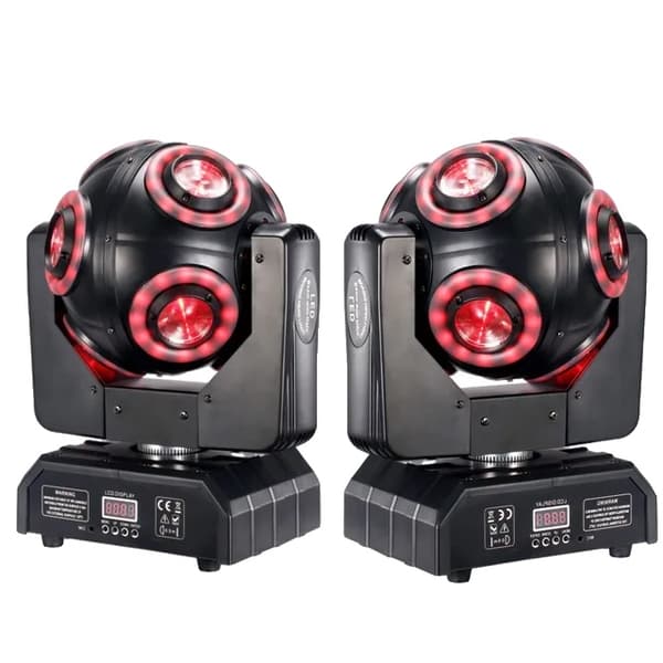 LED Moving Head Beam Lys, Halo RGBW 4i1 LED, Tilt scan 360°Rotation, 2 stk, EU-stik