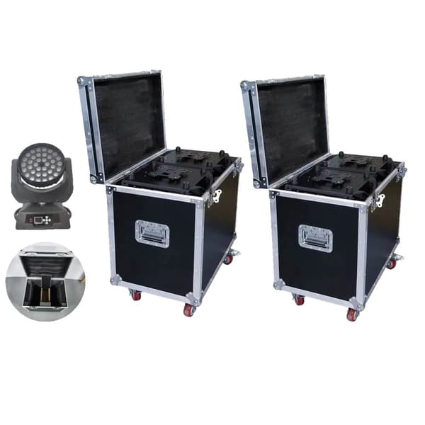 LED Moving Head Light, RGBWAUV 6in1, DMX512 Kontrol,Kun 2 Flightcase
