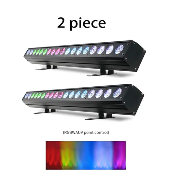 Væg Vasker Lys Bar, 18x18W RGBWA + UV, Fleksibel DMX Kontrol, Holdbart Aluminium Design,EU Stik, 2 stk RGBWAUV
