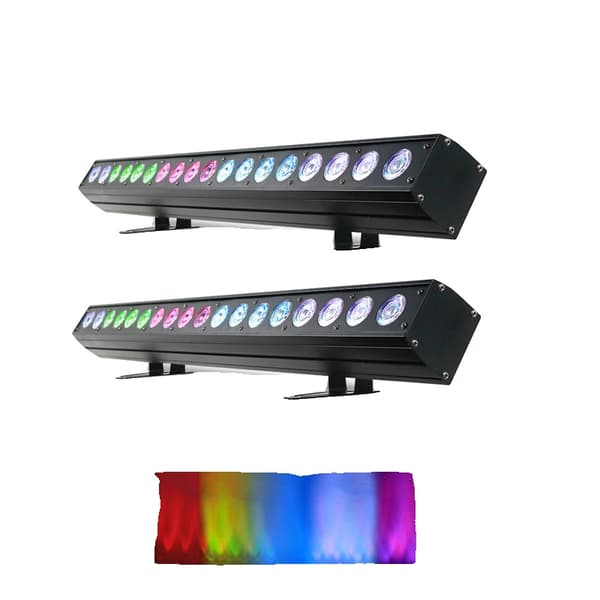 Væg Vasker Lys Bar, 18x18W RGBWA + UV, Fleksibel DMX Kontrol, Holdbart Aluminium Design,EU Stik, 2 stk RGBWAUV