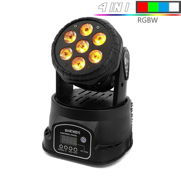 LED Vask Scenebelysning, RGBWA+UV Farveblanding, DMX512 Kontrol, Bevægelig hoved RGBW, EU-stik