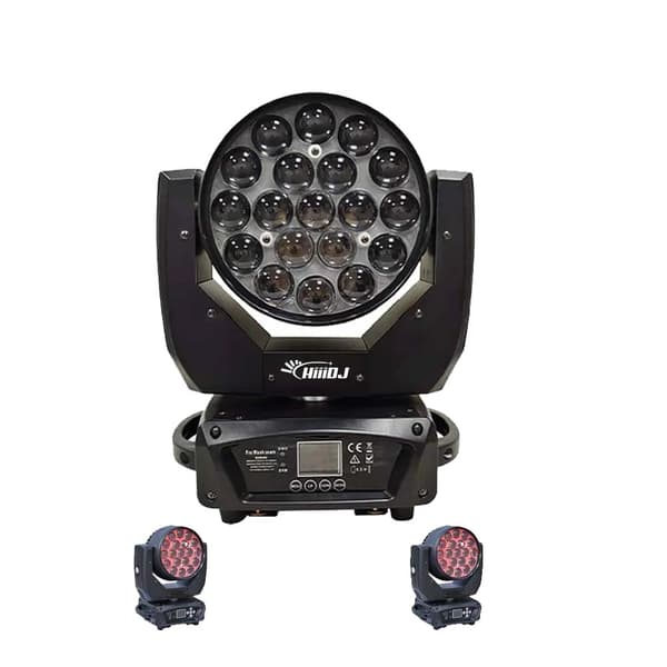 Bevægelseslys, 19x15W RGBW, DMX-kontrol, elektronisk fokus,2 Lys