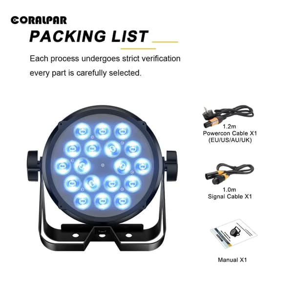LED Par Lys, RGBWAUV Farveblanding, IP65 Vandtæt, Dobbelt DMX Tilstande,EU stik, RGBWAUV Par