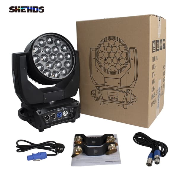 LED Moving Head Scene Lys, RGBW, DMX Kontrol, Justerbare Vinkler,EU stik, 19x15w