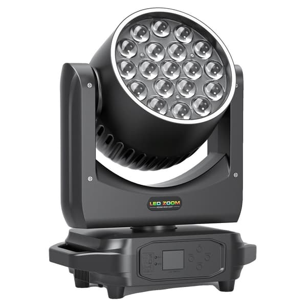220W RGBW LED Moving Head Light, 19x8W Lyskilde, Flere Kontrolmuligheder, 10°-60° Zoomvinkel,sort, EU stik