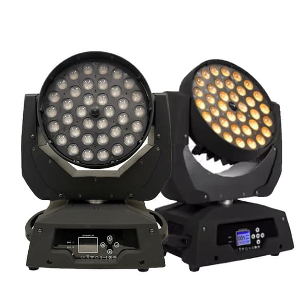 LED Moving Head Light, 36x18W RGBWA+UV, Zoom Stråle 12-60 Grad, 400W Effekt,2 Lys, RGBWA 6in1