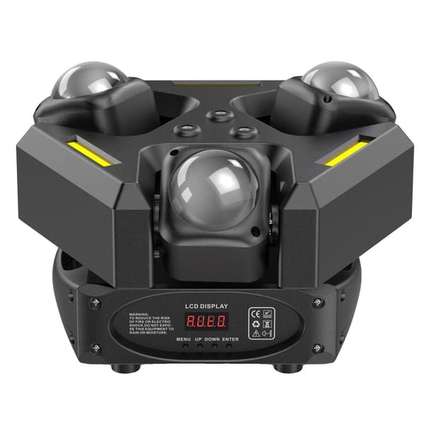 LED Stråle Moving Head Lys, 120W, RGBW Belysningseffekter, DMX Kontrol,Sort, EU Stik