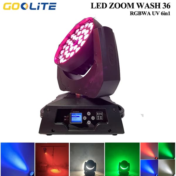 LED Zoom Wash Light, 400W effekt, DMX 512 kontrol, 12-60 grader zoomstråle,RGBWA 6in1, 1 Lys