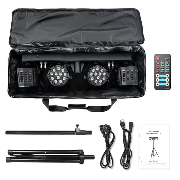 LED Par Lys, RGBW 60W Effekt, DMX Kontrol, Nem Installation,Sort, EU Stik