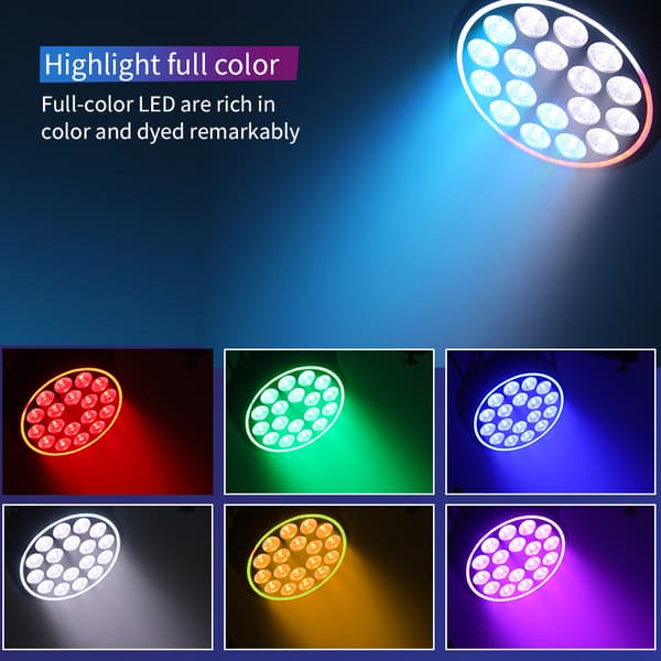 LED Par Lys, 18x12W RGBW, DMX512 Kontrol, Kompakt Design,EU stik