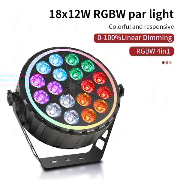 LED Par Lys, 18x12W RGBW, DMX512 Kontrol, Kompakt Design,EU stik