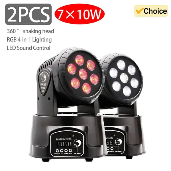 DJ Festbelysning, RGBW 4-i-1 Belysning, 360° Rystehoved, Flere Kontrolmuligheder,2 PC, EU stik