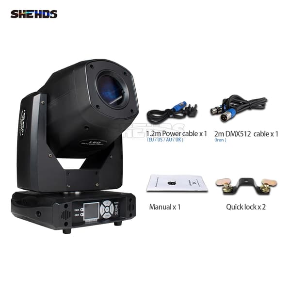 LED Stråle Spot Vaskelys, 160W Effekt, 6 Gobo Plader, 270° Tilt,EU stik, 1stk 160W