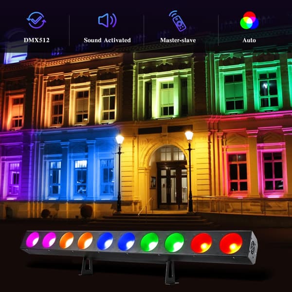 COB Matrix Light, 120W effekt, 10 stk. RGBW LED'er, DMX kontrol,EU stik