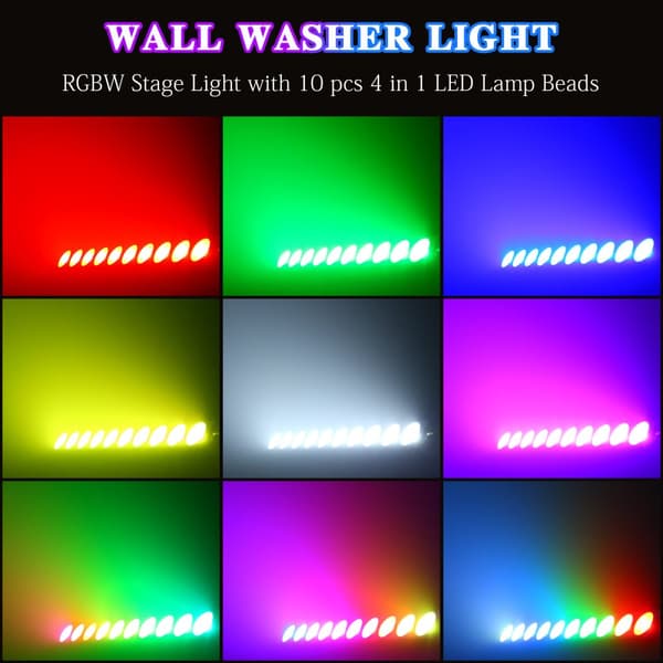 COB Matrix Light, 120W effekt, 10 stk. RGBW LED'er, DMX kontrol,EU stik