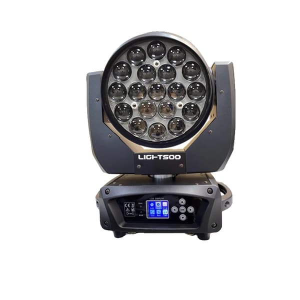 LED Moving Head Light, 19x15W RGBW, Zoom Strålevinkel 8-60 grader, 540 graders panorering,1 Lys