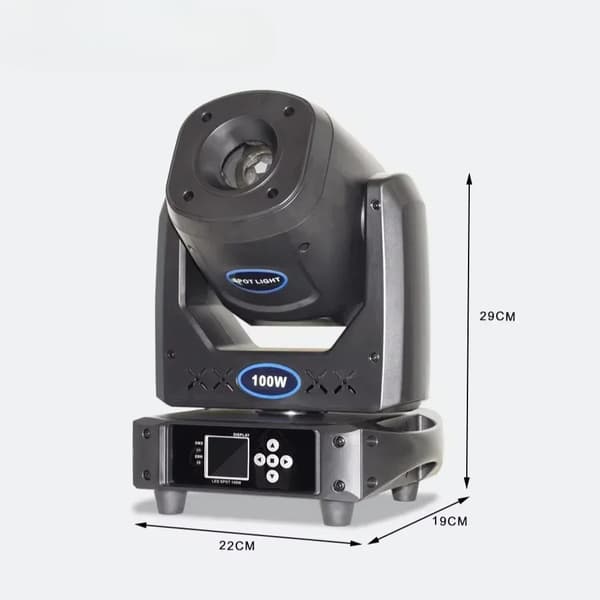 100W Moving Head Spot Light, 540° Pan, 200° Tilt, 12-18 Grad Strålevinkel,sort, EU stik