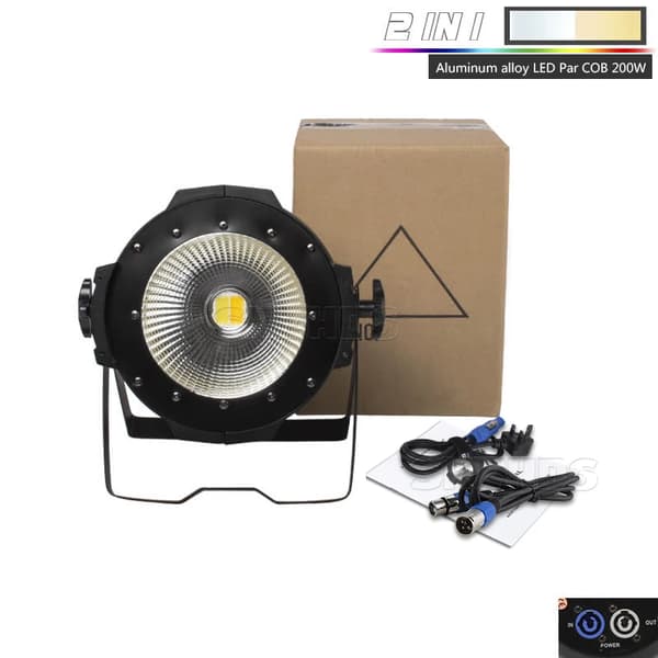 LED Par COB Belysning, 200W Strømforbrug, DMX Kontrolkanaler, 60°-75° Strålevinkel,EU stik, 2stk 200W Cool Warm